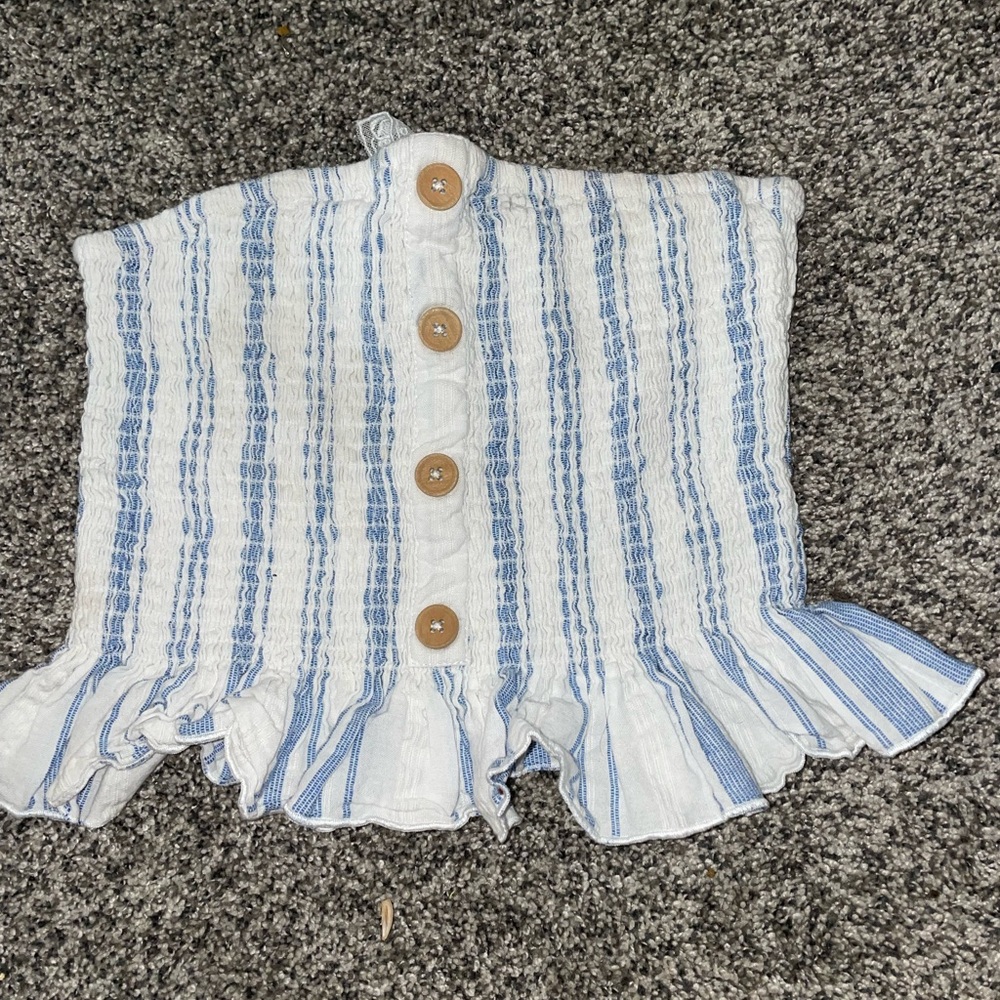 Blue and white stripped tube top